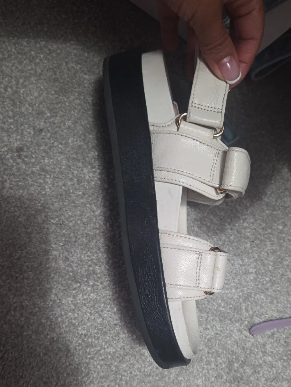Tory Burch New Ivory Goat Leather Sport Sandal
